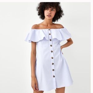 Zara ruffled off the shoulder dress